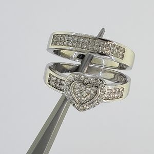 Dazzling Ladies 2 Pcs Silver Heart Shape Ring Set